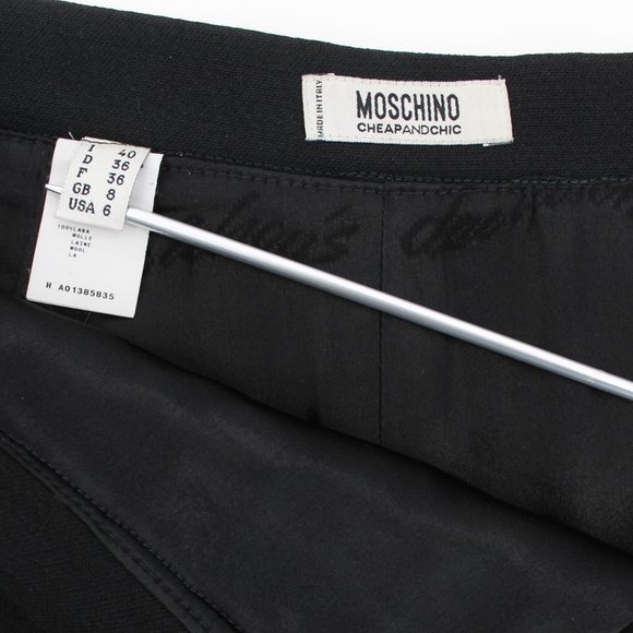 Vintage Moschino Cheap & Chic Black 100% Wool Knee Length Pencil Skirt IT40 4/6 - Picture 8 of 9